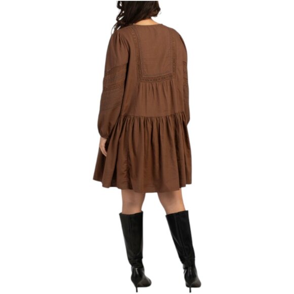 LUCKY BRAND Long Sleeve Embroidered Mini Dress - Picture 3 of 3